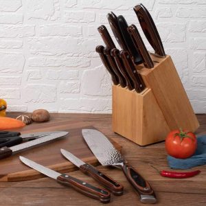 Kitchen Chef's Knife Set Wood Handle with Block