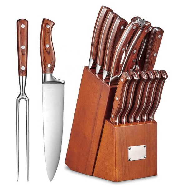 16pk Kitchen Chef's Knife Set with Block