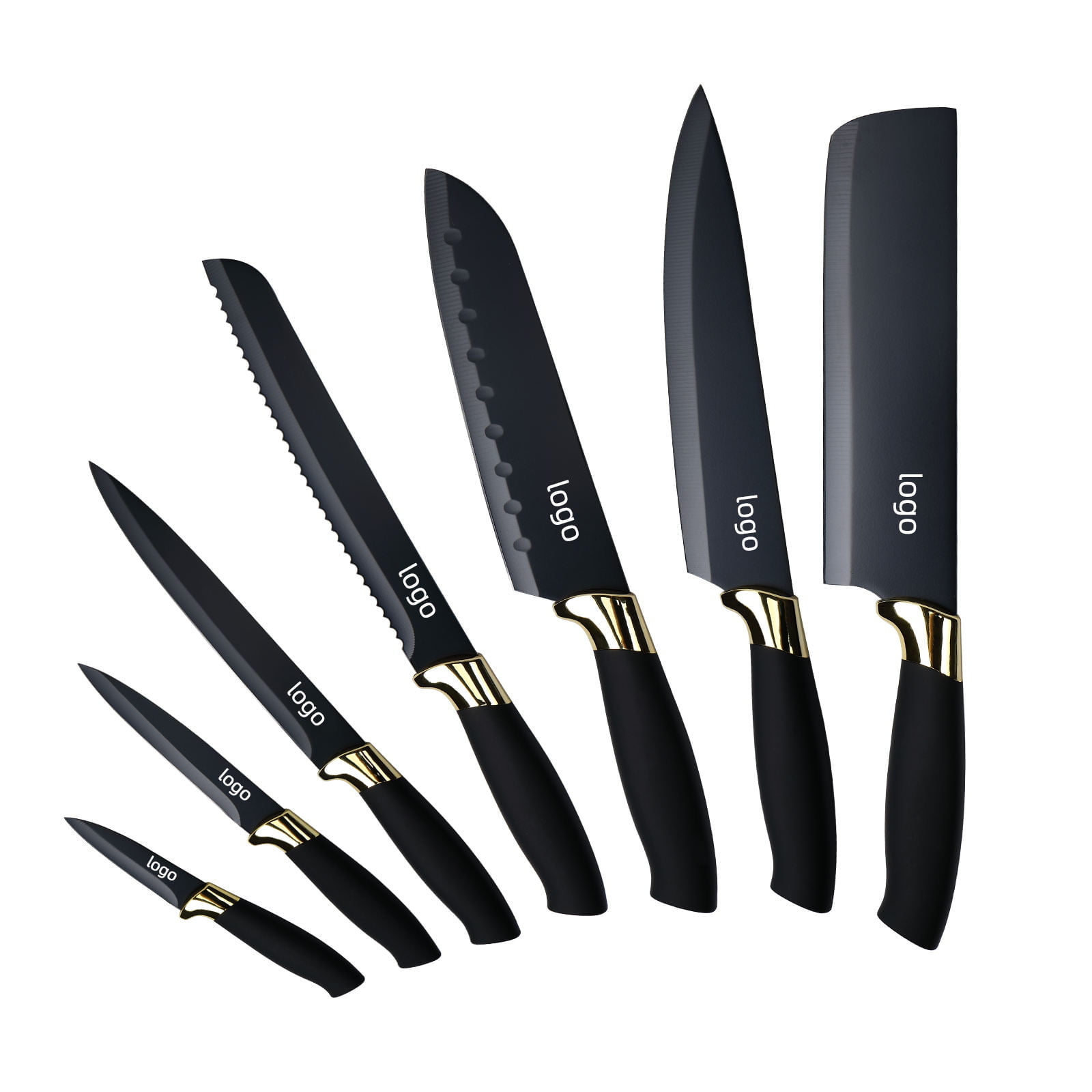 Kitchen Chefs Knife in Black with Acrylic Block