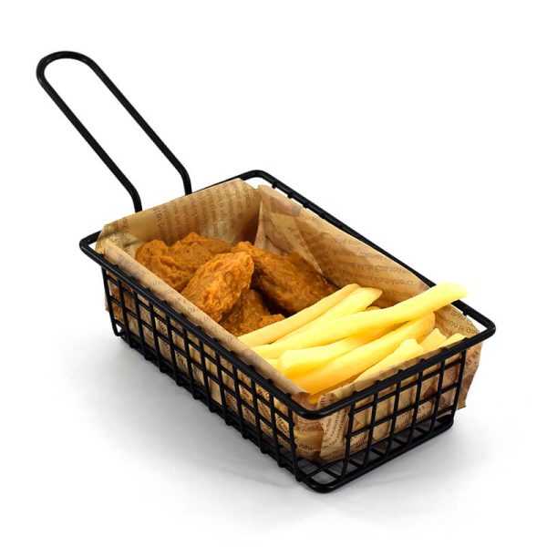 Mini French Fries serving Basket Black Food Baskets