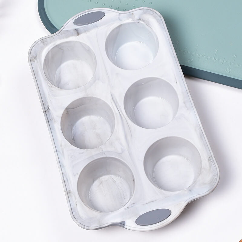 6-Cup Silicone Cupcake Molds Nonstick wiht Metal Structure Handle