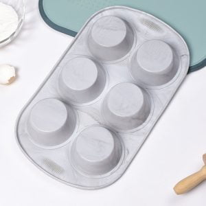 6-Cups Silicone Muffin Nonstick Molds with Handle Structure - 14inch