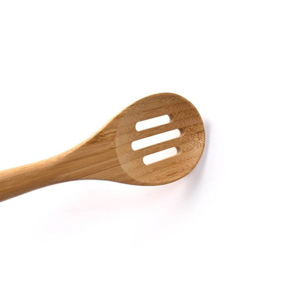 Bamboo Slotted Cooking Spoon with Colored Handle