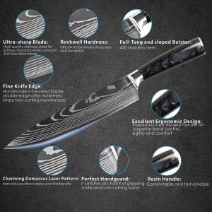 9pk Damascus Kitchen Chef's Knife Set