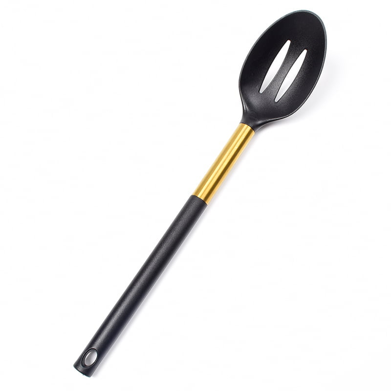 Nylon Slotted Cooking Spoon 13inch with Golden Handle