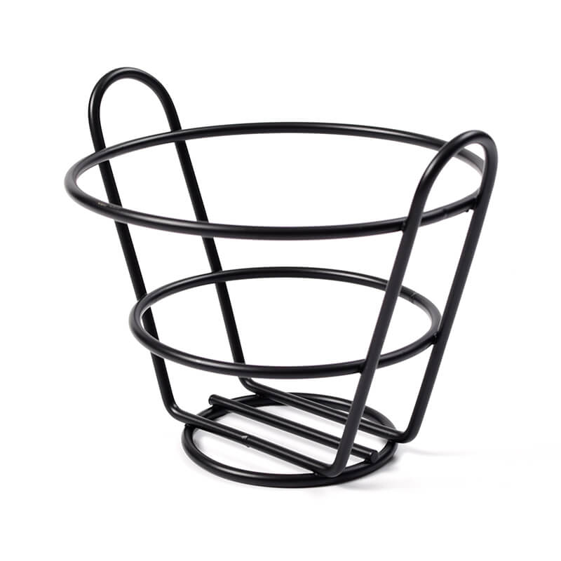 Cone Metal Serving Basket for Chips in Black with Handles