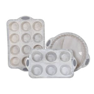 Nonstick Structure Silicone Bakeware Set Gray Marbling