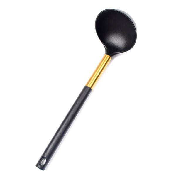 Nylon Soup Serving Spoons with Gold Black Handle