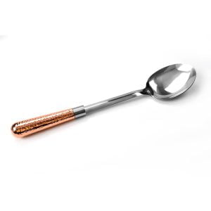 Stainless Steel Serving Spoons with Pink Gold Hammered Hollow Handle