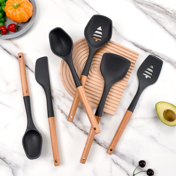 Silicone Kitchen Cooking Utensils with Holder