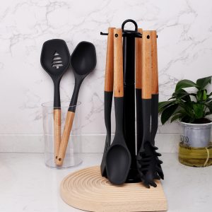 Silicone Kitchen Cooking Utensils with Holder