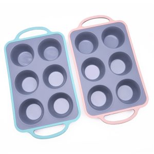 six hole silicone baking pan with handle