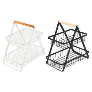Stainless steel double layer kitchen storage basket